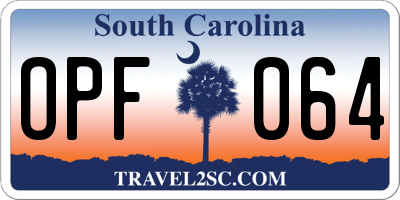 SC license plate OPF064