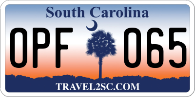SC license plate OPF065