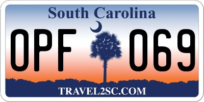 SC license plate OPF069