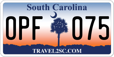 SC license plate OPF075