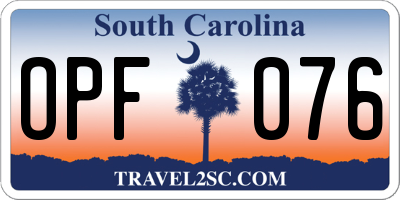 SC license plate OPF076