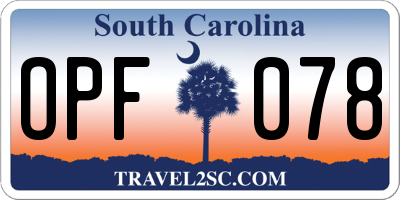 SC license plate OPF078