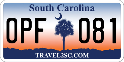 SC license plate OPF081