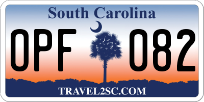 SC license plate OPF082