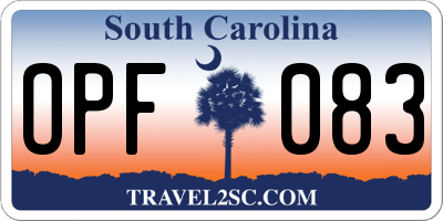 SC license plate OPF083