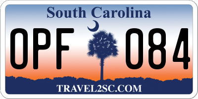 SC license plate OPF084