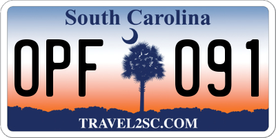 SC license plate OPF091