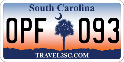 SC license plate OPF093