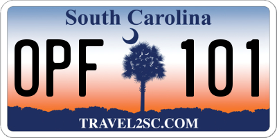 SC license plate OPF101