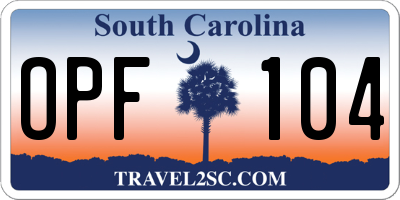 SC license plate OPF104