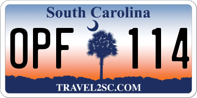 SC license plate OPF114