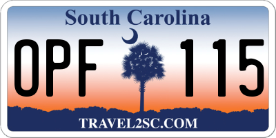 SC license plate OPF115