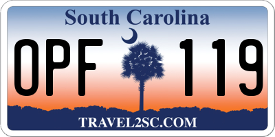SC license plate OPF119
