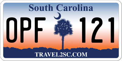 SC license plate OPF121