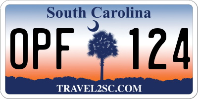 SC license plate OPF124