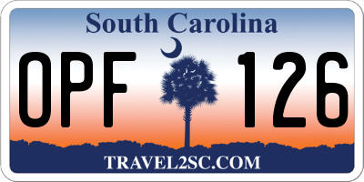 SC license plate OPF126