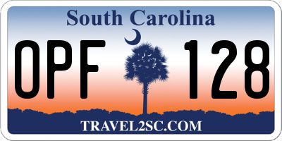 SC license plate OPF128