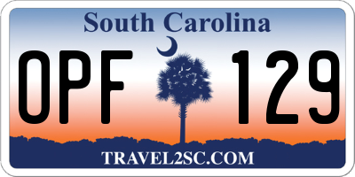 SC license plate OPF129
