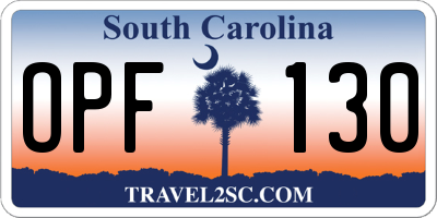 SC license plate OPF130