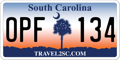 SC license plate OPF134