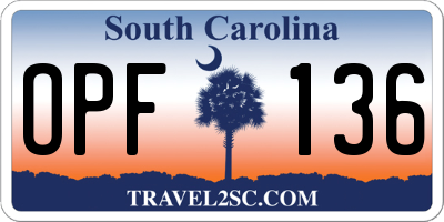 SC license plate OPF136