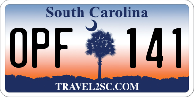 SC license plate OPF141