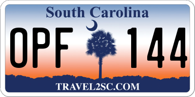 SC license plate OPF144