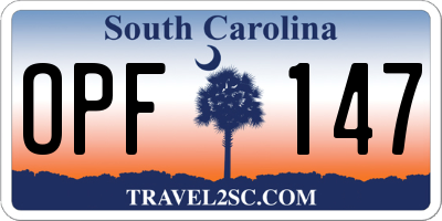 SC license plate OPF147