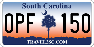 SC license plate OPF150