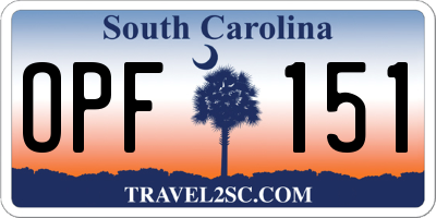 SC license plate OPF151