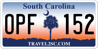 SC license plate OPF152
