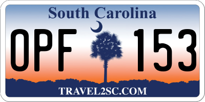 SC license plate OPF153