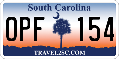 SC license plate OPF154