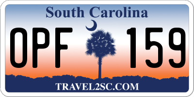 SC license plate OPF159
