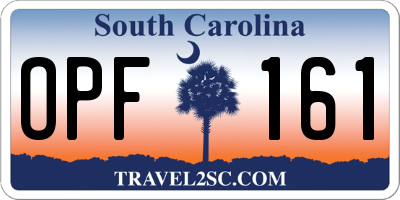 SC license plate OPF161