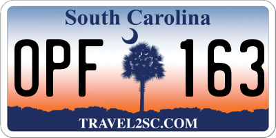 SC license plate OPF163