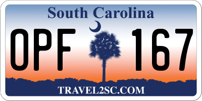 SC license plate OPF167