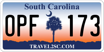 SC license plate OPF173