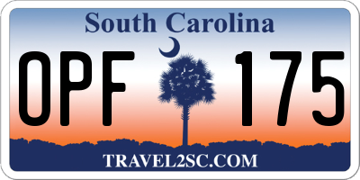 SC license plate OPF175