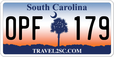 SC license plate OPF179