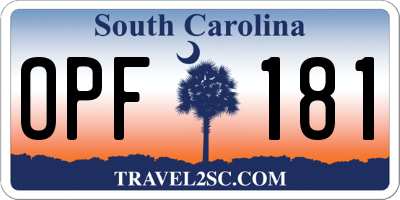 SC license plate OPF181