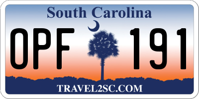 SC license plate OPF191