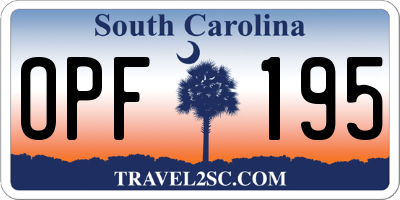 SC license plate OPF195