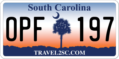 SC license plate OPF197