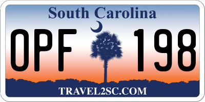 SC license plate OPF198