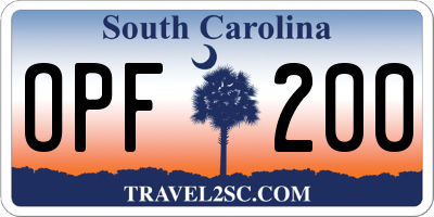 SC license plate OPF200