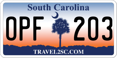 SC license plate OPF203