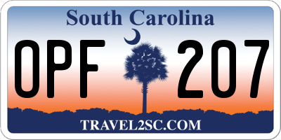 SC license plate OPF207