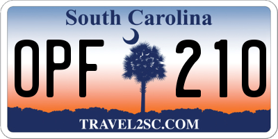 SC license plate OPF210