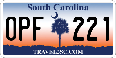 SC license plate OPF221